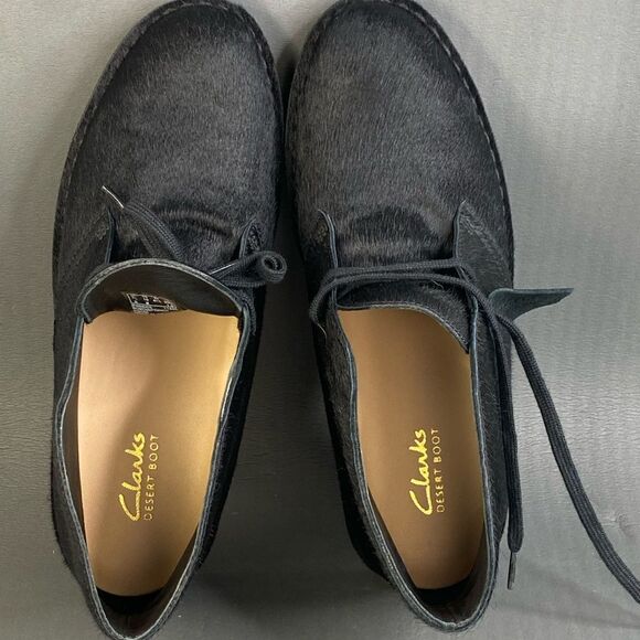 Clarks Womens Desert Genuine Calf Hair black Chukka boot shoes size 10 - Picture 5 of 9